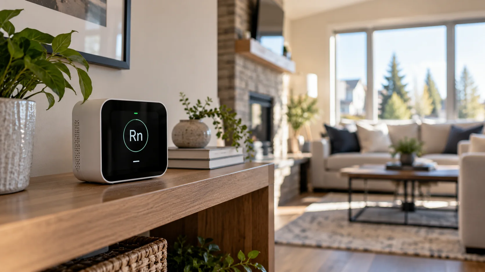Long-term radon monitor in a home living space